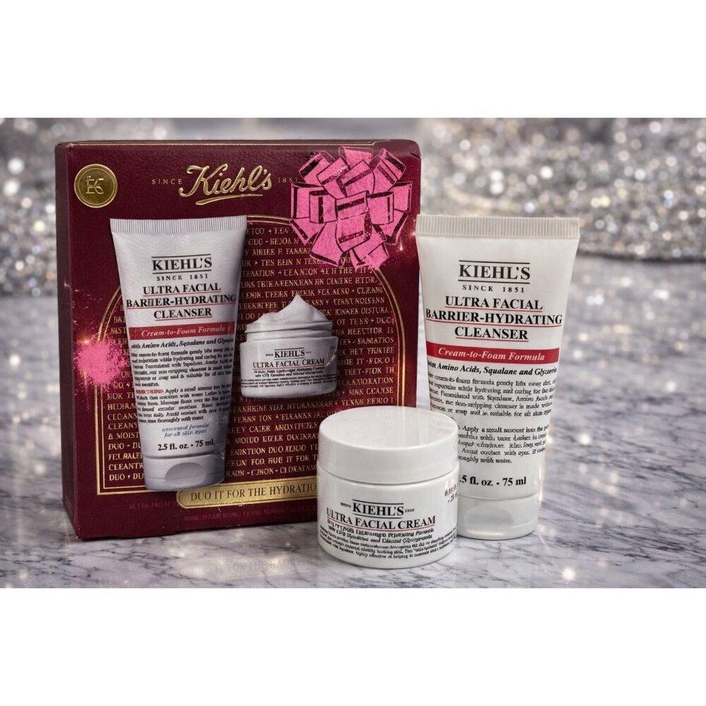 Kiehl’s Ultra Facial Cleanser & Cream Duo Gift Set 75ml Hydrating Skincare NIB